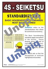 4S poster in English for Seiketsu standardization to sustain 5S practices with clear standards.