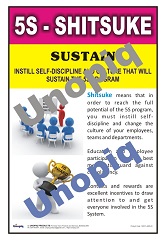5S poster in English for Shitsuke sustain to build discipline and maintain workplace standards daily.