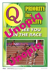 Priority for Quality poster motivating teams to prioritize quality and stay ahead of competitors.