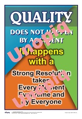 Quality Resolution Poster with a motivational message encouraging strong commitment to quality at work.