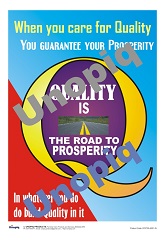 Quality is the Road to Prosperity poster with a road-themed quality message for workplace awareness.
