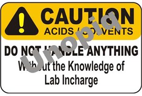 Caution acids and solvents sticker signage for chemical hazard area warning