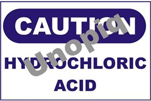 Caution hydrochloric acid sticker signage for chemical hazard warning area