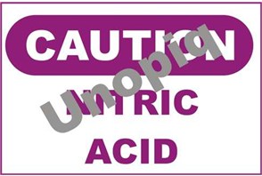 Caution nitric acid sticker signage for chemical hazard warning area