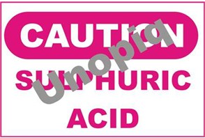 Caution sulphuric acid sticker signage for corrosive chemical hazard warning
