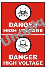 Danger high voltage sticker signage for electrical hazard warning and restricted access