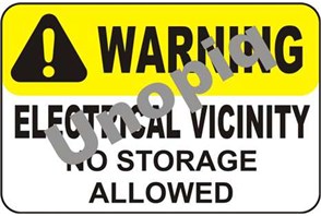 Warning electrical vicinity no storage allowed sticker signage for panel area
