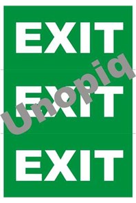 Exit sticker signage for door and corridor exit route identification