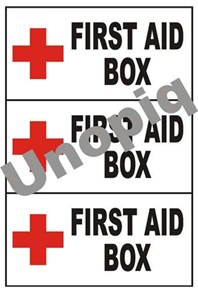 First aid box sticker signage red cross emergency kit location marker
