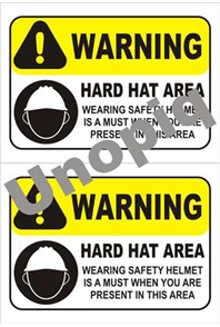 Warning hard hat area sticker signage wear safety helmet required notice