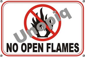 No open flames sticker signage prohibition fire hazard warning