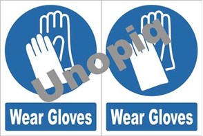 Wear gloves sticker signage PPE reminder for hand protection requirement