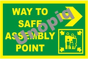 Way to safe assembly point sticker signage directional evacuation route marker