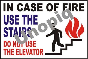 In case of fire use stairs do not use elevator sticker signage